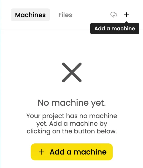 Click on the "+" button to add a machine