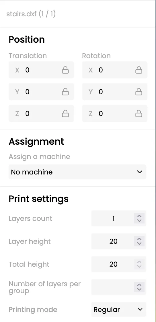 Set your settings in the Print Settings section of the right bar